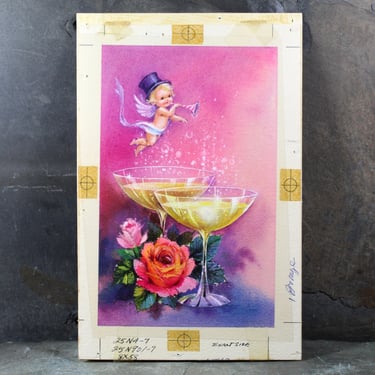 VERY RARE! ORIGINAL Gouache Painting by Artist Shu Dick Ju | 1960s/70s Original New Year's Card Art | Greeting Card Art | Bixley Shop 