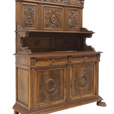 Antique Sideboard, Italian Renaissance Revival, Carved Walnut, Early 1900s!