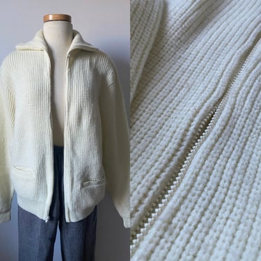 Wool Collared Zip Up Sweater 