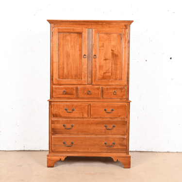 Ethan Allen Georgian English Country Solid Birch Gentleman’s Chest or Linen Press