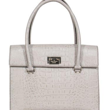 Kate Spade - Cream Croc-Embossed Leather Structured Satchel