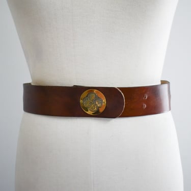1950s Garay Leather Belt with Metal Coin Discs 
