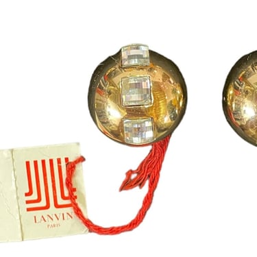 Lanvin 70s Glam Gold Tone Diamante Ball Earrings