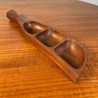 Danish Modern Solid Teak Catch All Tray with Handle