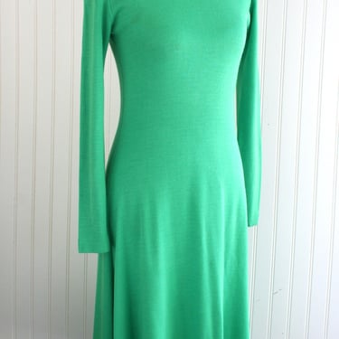 1970s - Sweater Dress - Apple Green - by Leslie Fay  - Estimated 4/6 