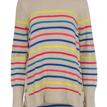 Tuckernuck - Beige w/ Multi Color Stripe Print Sweater Sz M