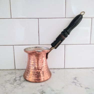 Vintage Hammered Copper with Wood Handle Turkish Coffee Pot Cezve Coffee Maker Coffee 