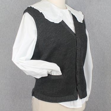 1970s Charcoal Sweater Vest by Cable Car Clothiers - Robert Kirk - Gray Wool Vest - Size Small 