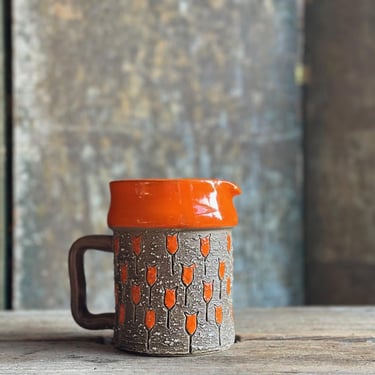 MCM Orange Ceramic Pitcher | Italian Pottery | Howard Holt 