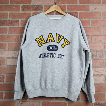 Vintage 90s NAVY Athletic Dept. ORIGINAL Crewneck Sweatshirt - Large 
