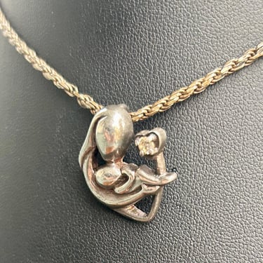 Sterling Silver Mother And Child Pendant Necklace Children Family 925 Jewelry 