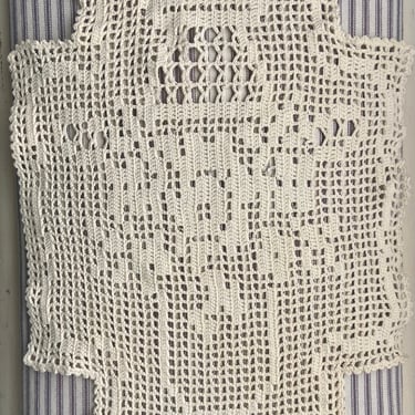 Vintage Knit Off White Rectangle Doily 