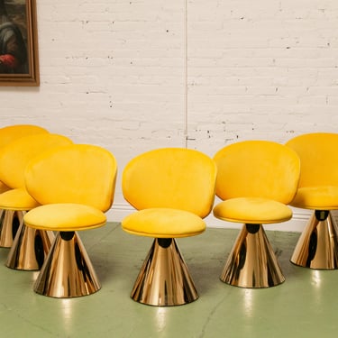 Sunny Yellow Velvet Pedestal Chair