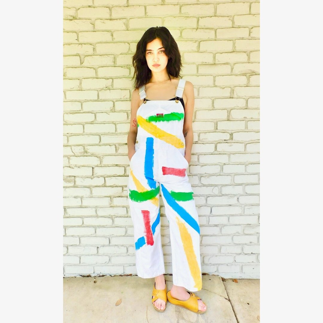 Blue Painters Style Jumpsuit Stretchy main image 1