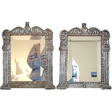 Rare Pair of Antique Indo-Portuguese Silver Framed Mirrors 