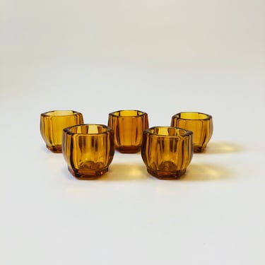 Art Deco Amber Cordials - Set of 5 