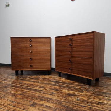 Pair of Vintage George Nelson BCS 5 drawer dressers for Herman Miller 