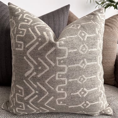 Mud Cloth Gray Pillow Cover