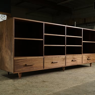 Dowdy 4 Drawer Console, Modern Wood Sideboard, Solid Wood, Real Wood Console, Cabinet (Shown in Walnut) 