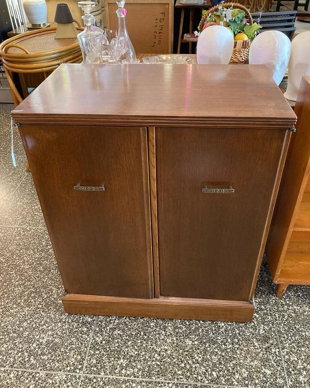 4 cubby wooden record cabinet 30.5” x 19” x 36.5”
