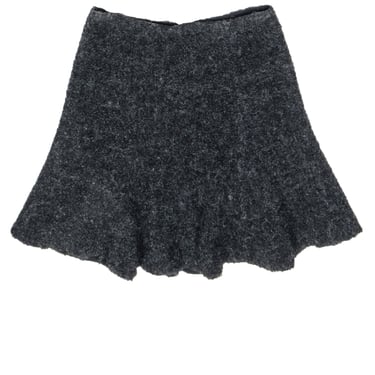 Emporio Armani - Dark Grey Textured Ruffle Knee Length Skirt Sz 6