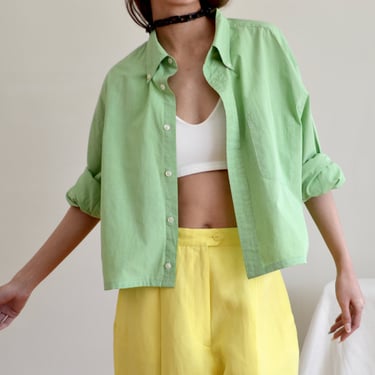 cropped vintage mens lime oxford button down shirt 
