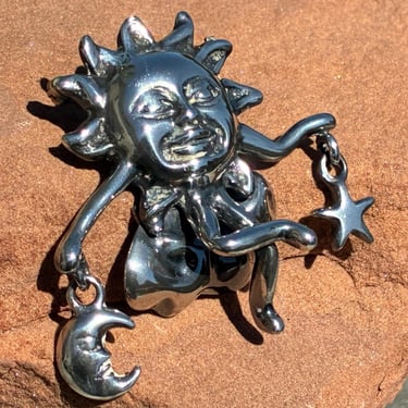 Sergio Bustamante ~ Vintage Mexico Sterling Silver Celestial Sun