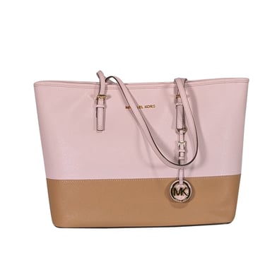 Michael Kors - Light Pink & Tan Saffiano Leather Tote Bag