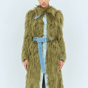 Dries Van Noten Women Faux Fur And Denim Coat