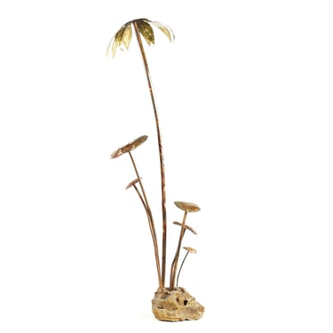 Curtis Jere Style Mid Century Brass Palm Tree with Mushrooms - mcm 