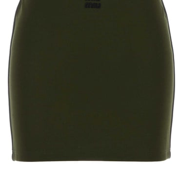 Miu Miu Women Olive Green Stretch Viscose Blend Mini Skirt