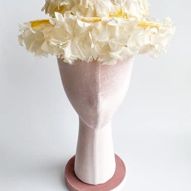 1960 Cream and Yellow Floral Roller Hat