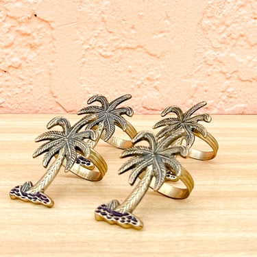 Set of Four Palm Tree Napkin Rings
