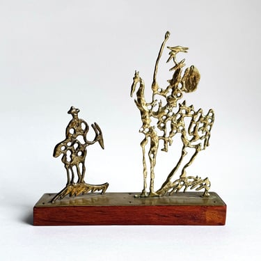 Vintage Brass Sculpture after Pablo Picasso’s Don Quixote, MCM Modernism 