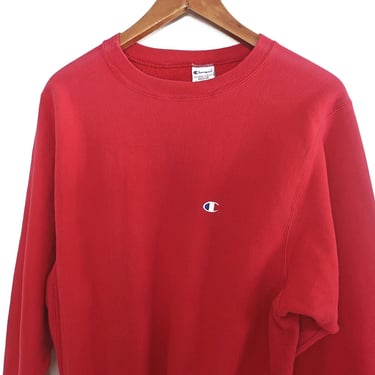 vintage sweatshirt / Champion sweatshirt / 1990s Champion Reverse Weave burgundy red heavy weight crew neck sweatshirt Medium 