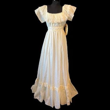 Gunne Sax prairie dress off white floral lace maxi gown size 9 old stock original tag 