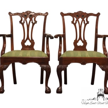 Set of 2 STICKLEY FURNITURE Solid Mahogany Traditional Chippendale Style Dining Arm Chairs - #17 Savannah Finish 