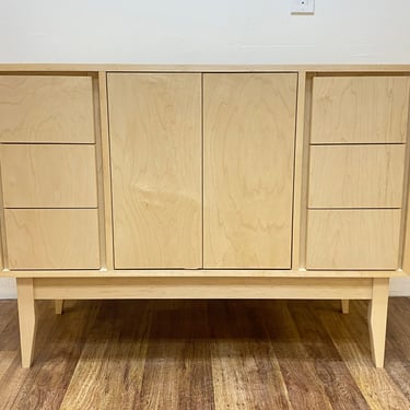 NEW Hand Built Mid Century Inspired Buffet / Credenza. 44" Maple 3 Drawer / 2 Door Cabinet with Straight Leg Base! 