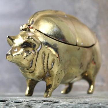 d RARE! Arthur Court Design 1974 Figural Hinged Brass Pig Pin Cushion | Brass Trinket Box | Bixley Shop 