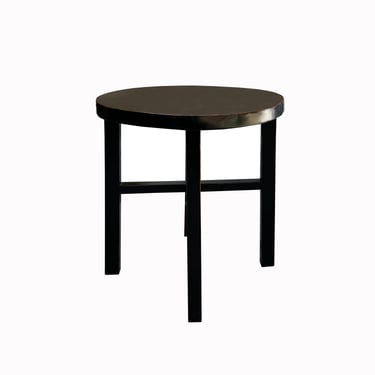 Asian Black Lacquer Round Top Cross 4 Legs Center Side Table Stand cs7624E 