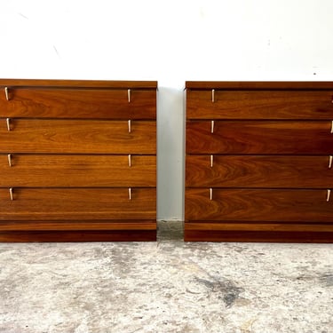 Vintage 1960s Mid Century Modern Fashion Trend by Johnson Carper Pair of Walnut Dressers 