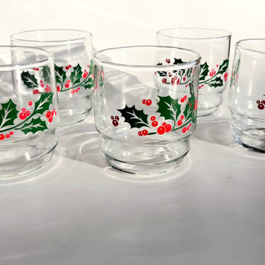 Holiday Holly and Berry Glass set of 5
