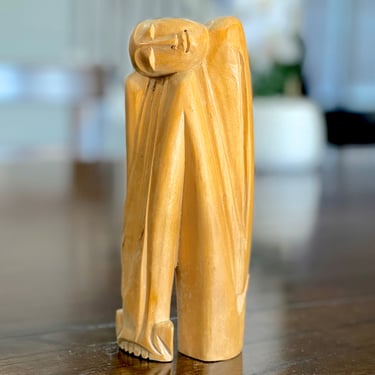 VINTAGE: Carved Wood Figurine - Carved Man - Carved Wood - Hand Carved - SKU 