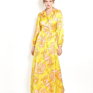 Saks Fifth Ave Yellow Print & Quilted Dress 