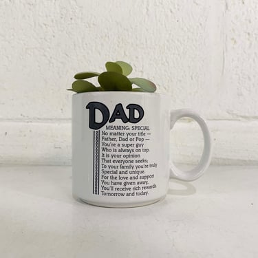 Vintage Dad Mug Coffee Cup Father's Day Gift Father Present Ceramic MCM White Gray 1990s 1980s 