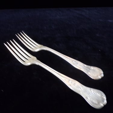 ws/(2) US Navy 7 1/4" Silver Dinner Forks, Reed & Barton