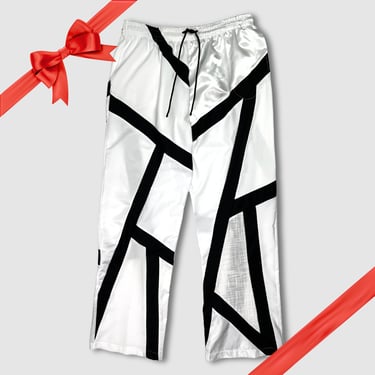 in-stock holiday - SIZE: 2XL/3XL - white + black stripes pants