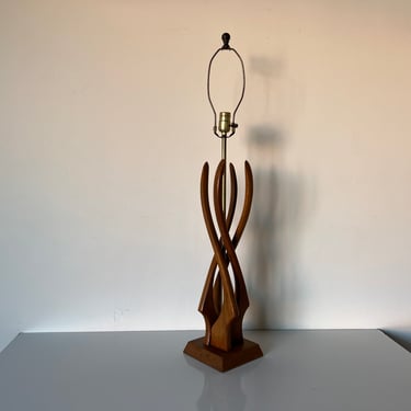 Mid-Century Sculptural Danish Teak Wood Table Lamp 