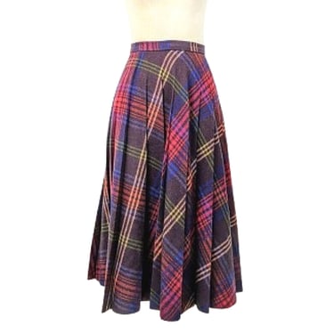 vintage 70's pleated plaid skirt (Size: S)