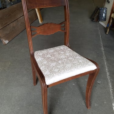 Wood Chair with Satin Upholstered Seat H33.25 x W16.25 x D18.25